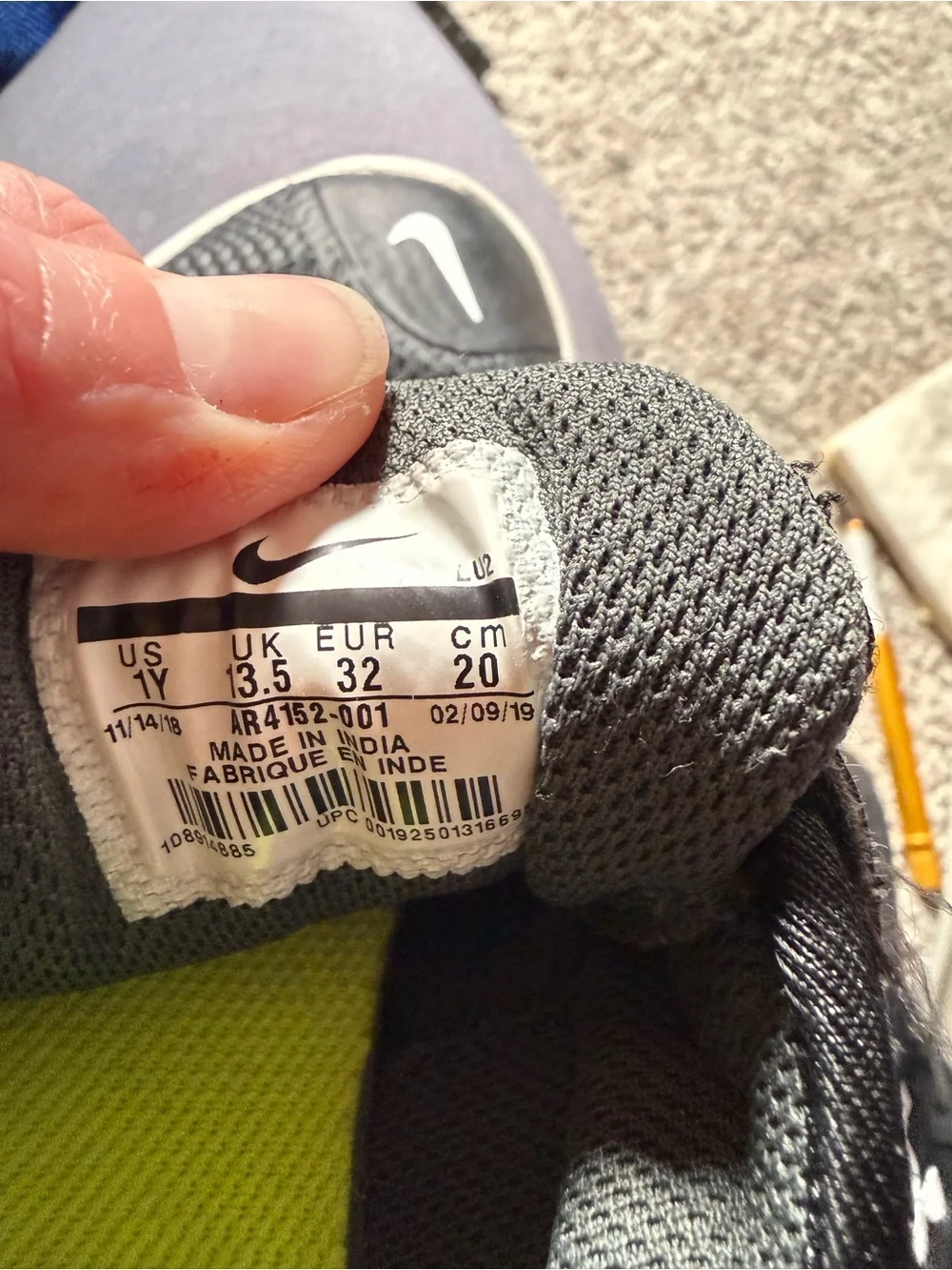 Nike Kids Black and White Hook-and-Loop Sneakers